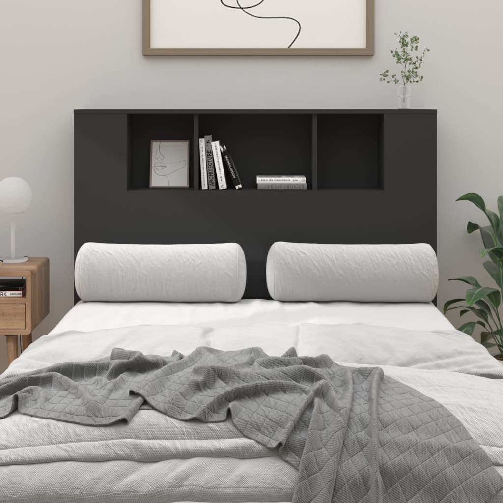 Berkfield Headboard Cabinet Black 120x18.5x104.5 cm