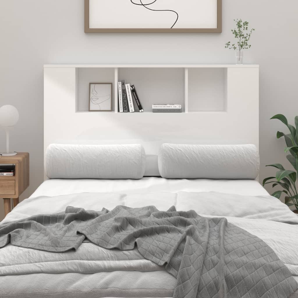 Berkfield Headboard Cabinet High Gloss White 120x18.5x104.5 cm