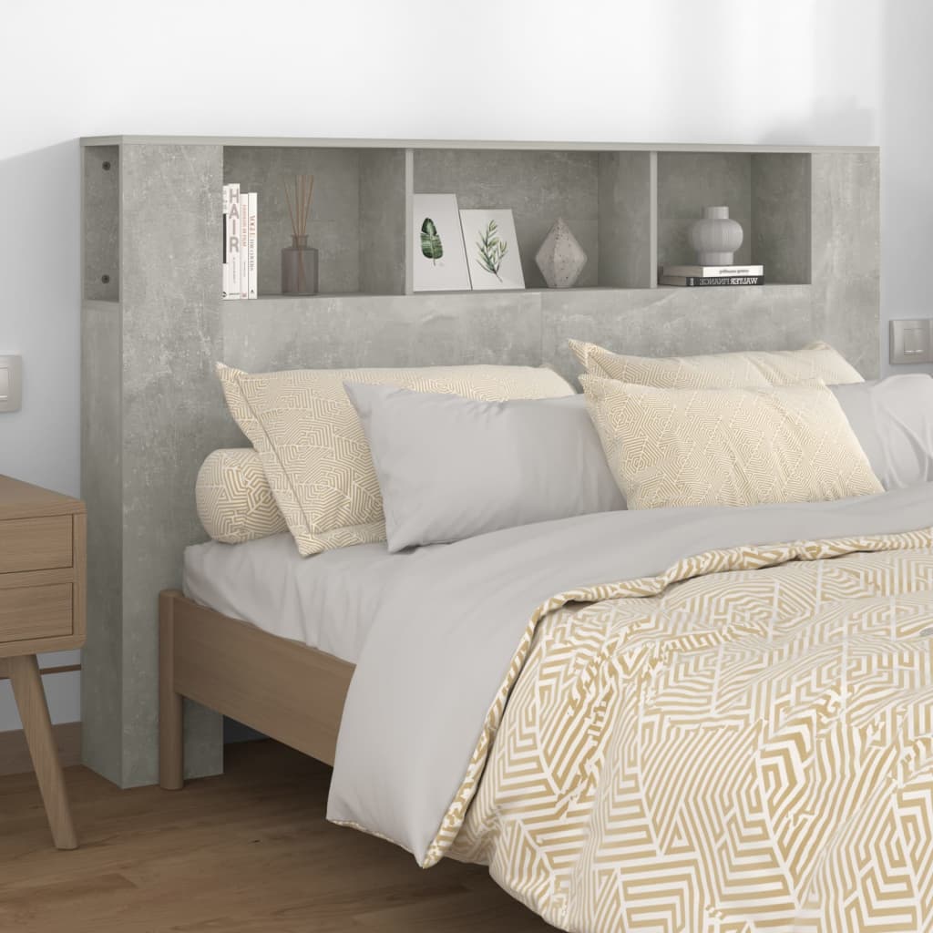 Berkfield Headboard Cabinet Concrete Grey 160x18.5x104.5 cm