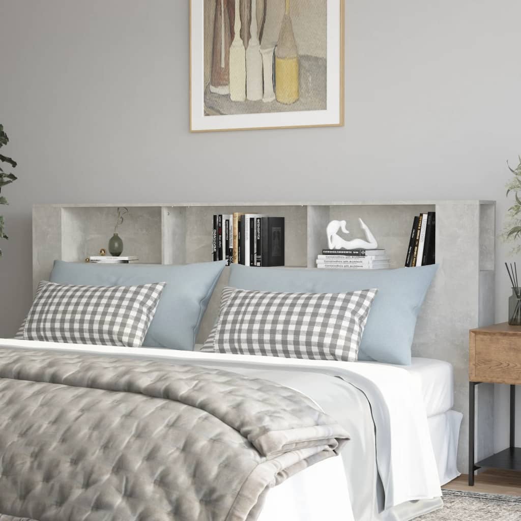 Berkfield Headboard Cabinet Concrete Grey 220x18.5x104.5 cm