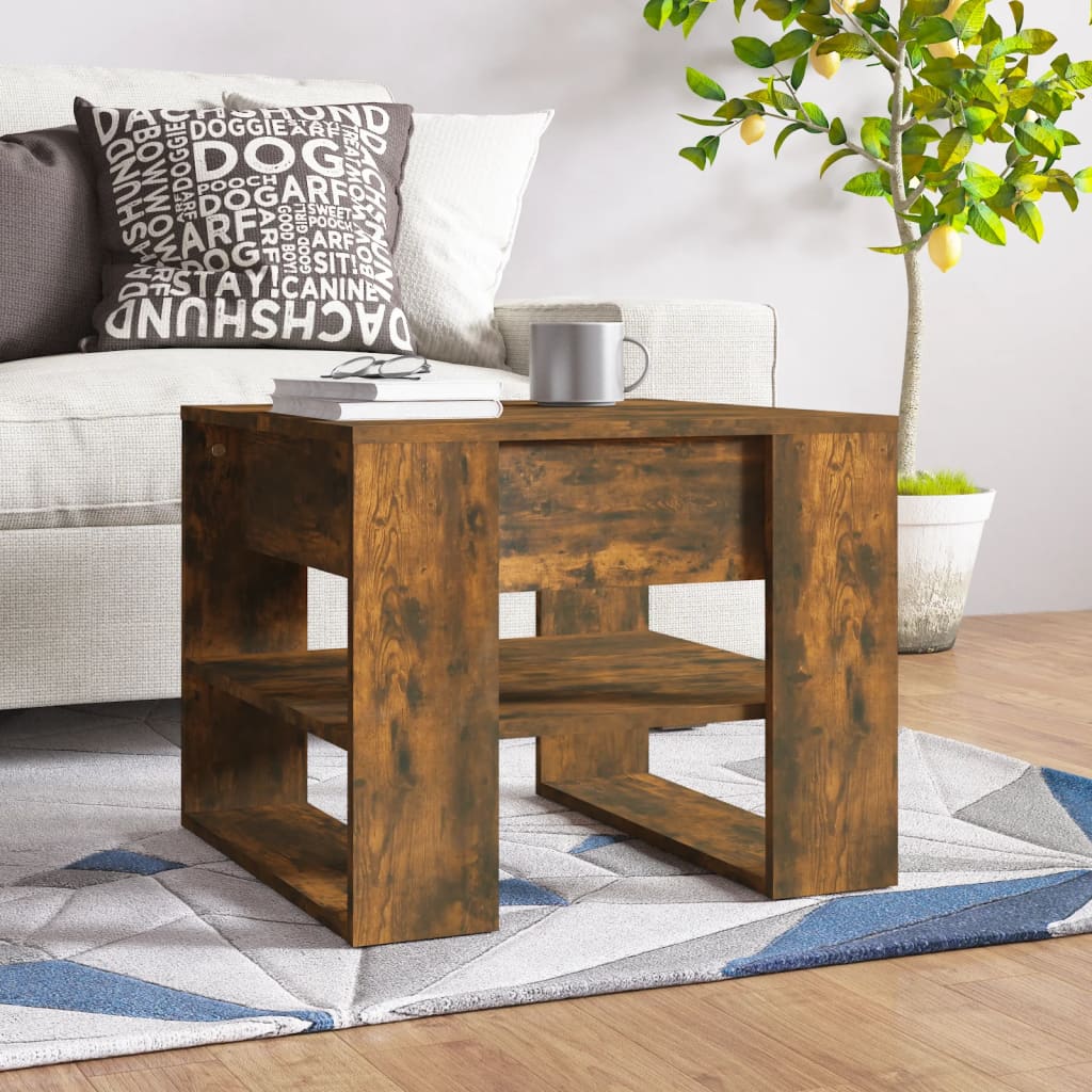 Berkfield Coffee Table Smoked Oak 55.5x55x45 cm Engineered Wood