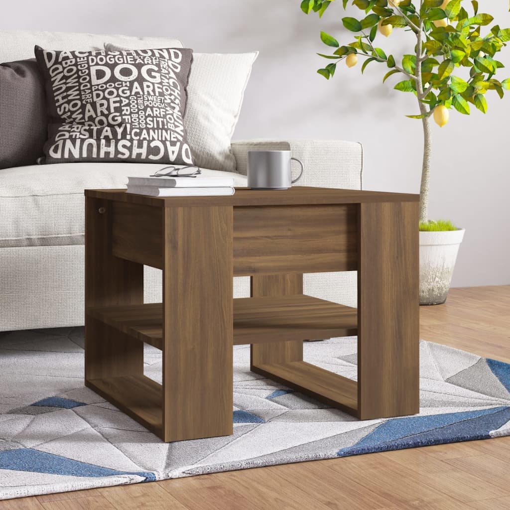 Berkfield Coffee Table Brown Oak 55.5x55x45 cm Engineered Wood