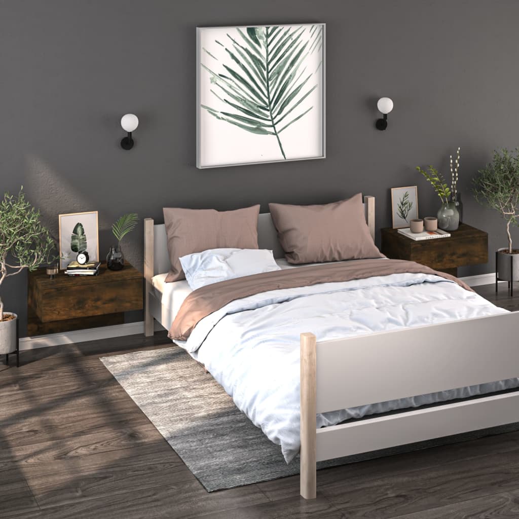 Berkfield Wall-mounted Bedside Cabinets 2 pcs Smoked Oak