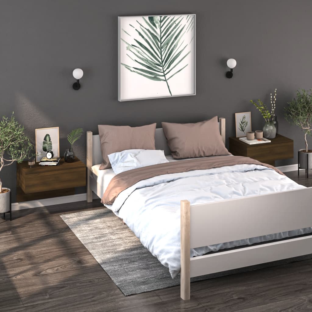 Berkfield Wall-mounted Bedside Cabinets 2 pcs Brown Oak
