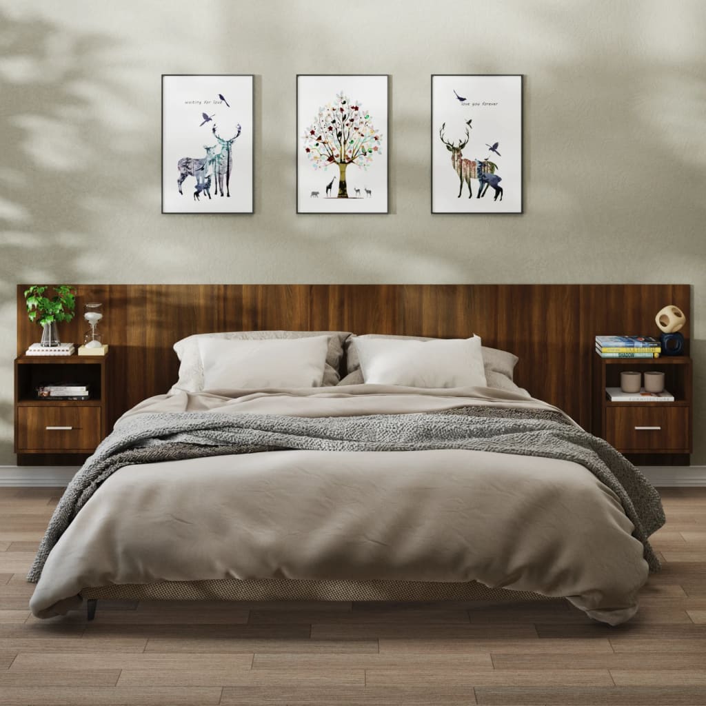 Berkfield Wall-mounted Bedside Cabinets 2 pcs Brown Oak