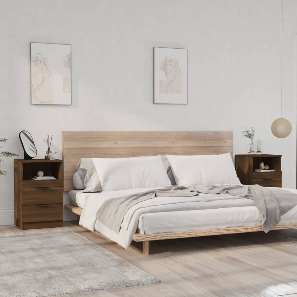 Berkfield Bedside Cabinets 2 pcs Brown Oak Engineered Wood