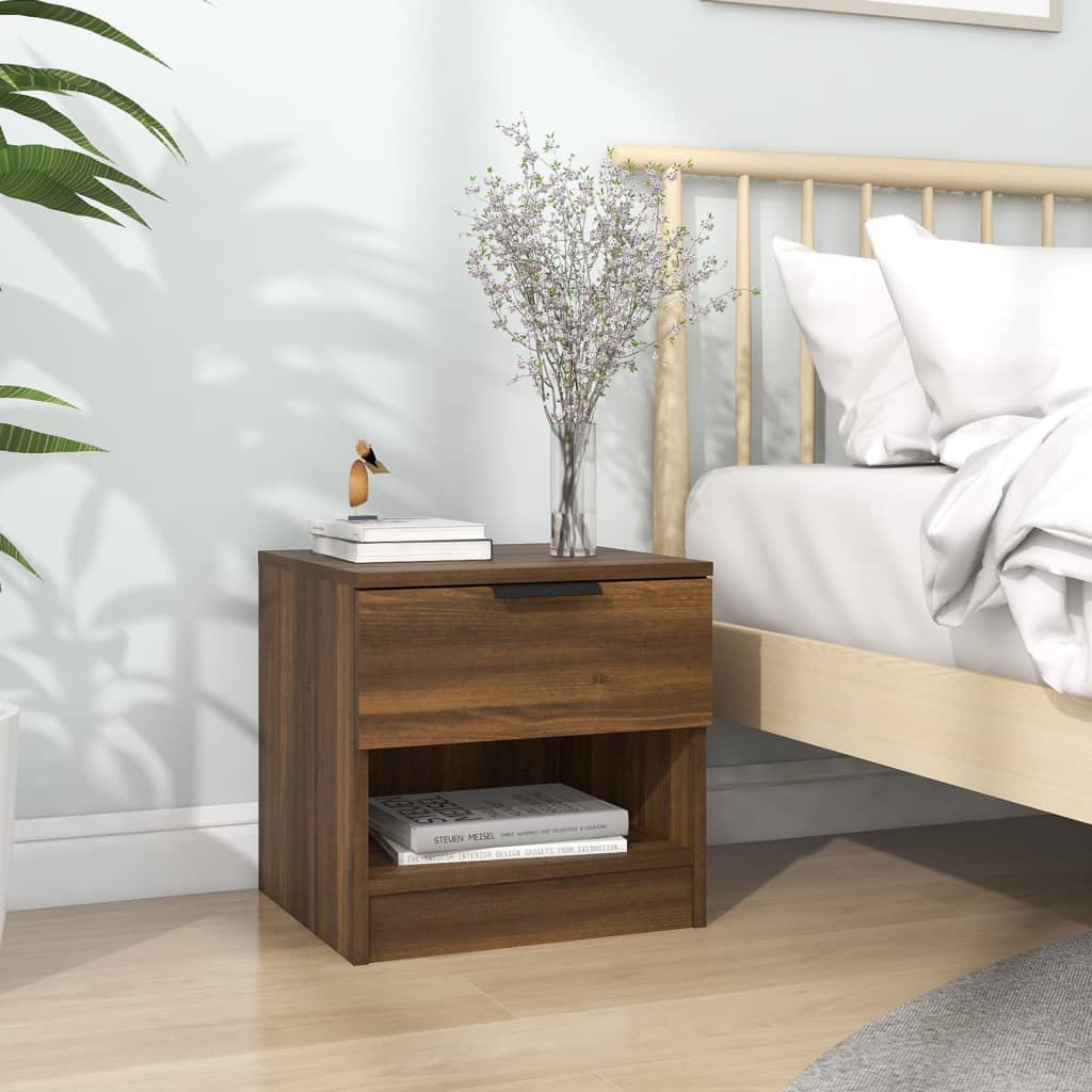 Berkfield Bedside Cabinet Brown Oak Engineered Wood
