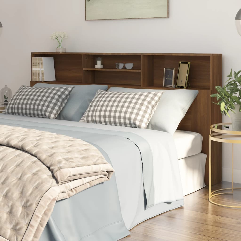 Berkfield Headboard Cabinet Brown Oak 200x19x103.5 cm