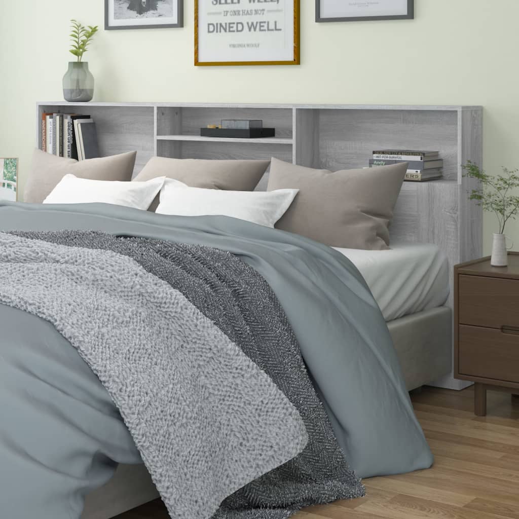 Berkfield Headboard Cabinet Grey Sonoma 220x19x103.5 cm