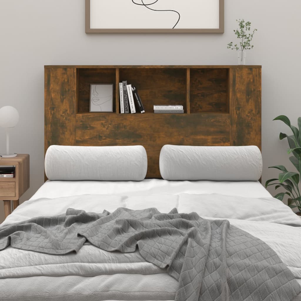 Berkfield Headboard Cabinet Smoked Oak 120x18.5x104.5 cm