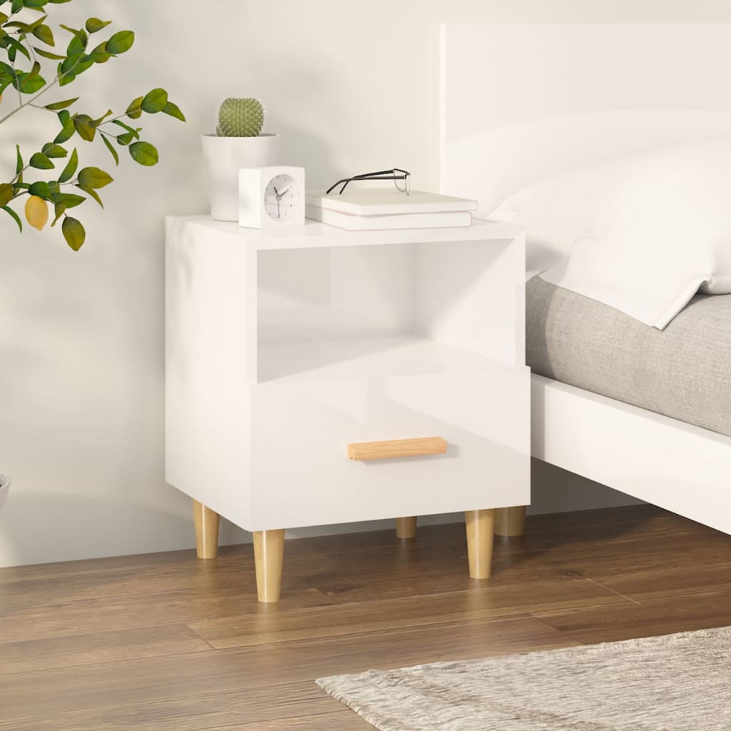 Berkfield Bedside Cabinet High Gloss White 40x35x47 cm