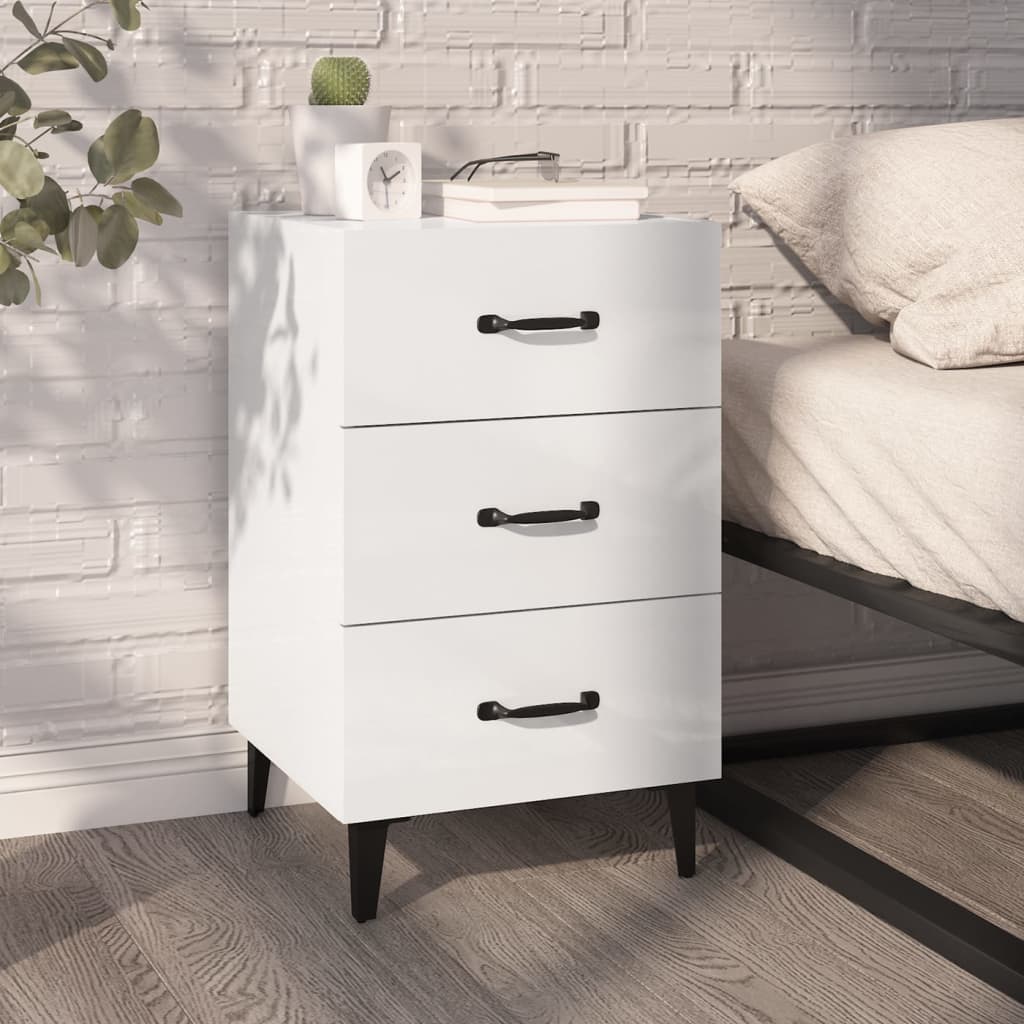 Berkfield Bedside Cabinet High Gloss White 40x40x66 cm Engineered Wood