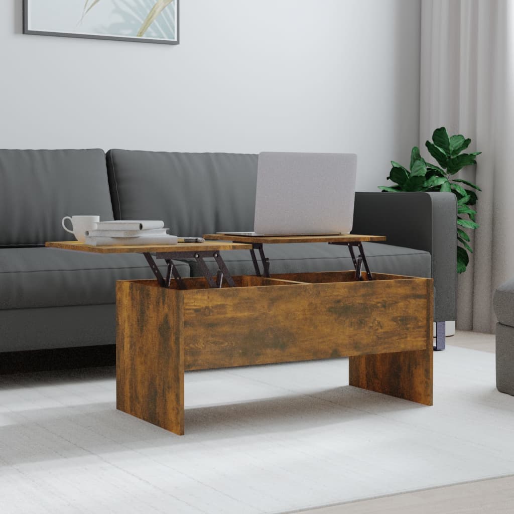 Berkfield Coffee Table Smoked Oak 102x50.5x46.5 cm Engineered Wood