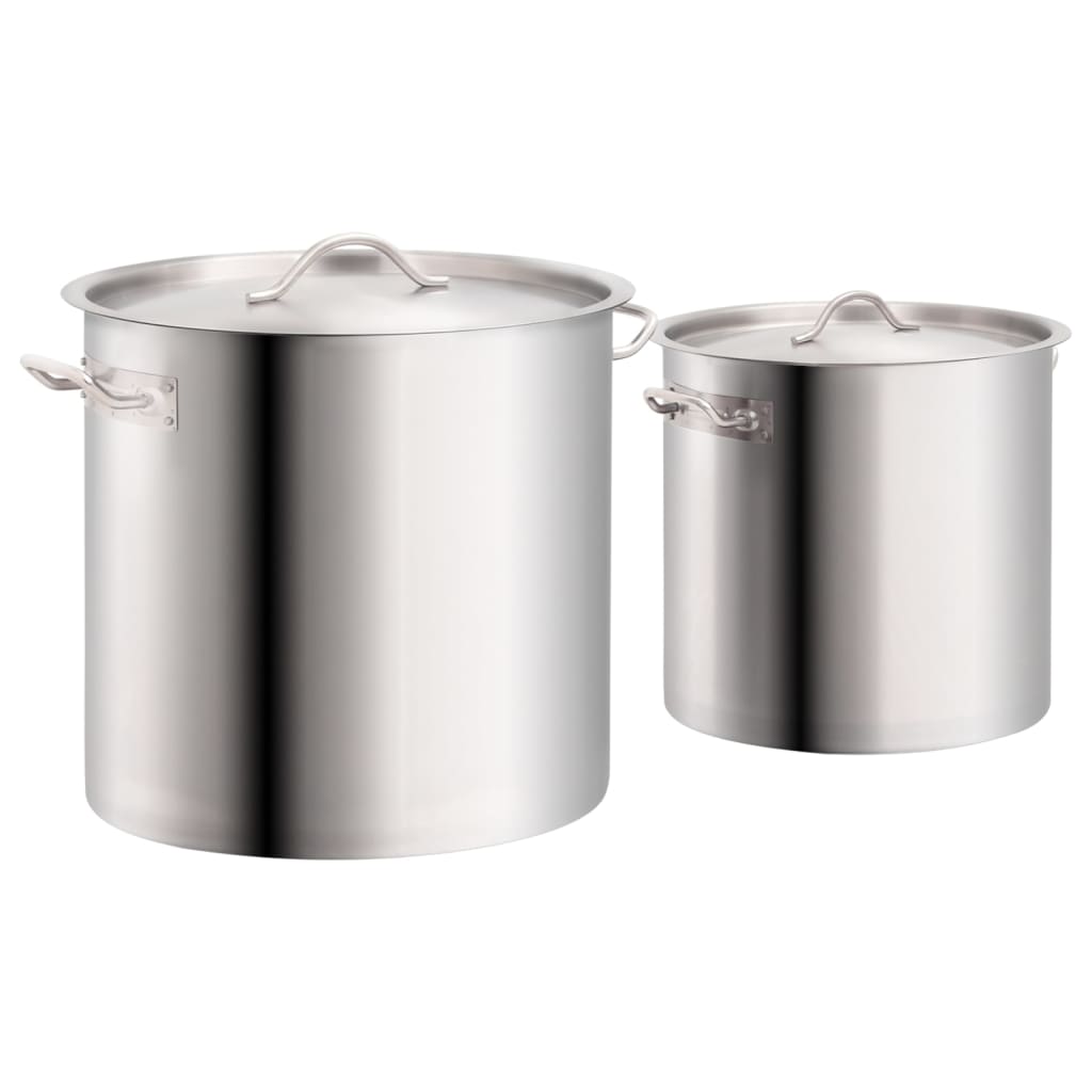 Berkfield 2 Piece Stock Pot Set 50/25 L Stainless Steel