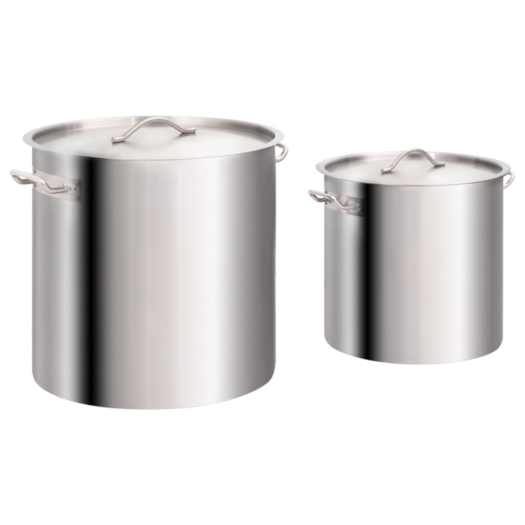 Berkfield 2 Piece Stock Pot Set 98/50 L Stainless Steel
