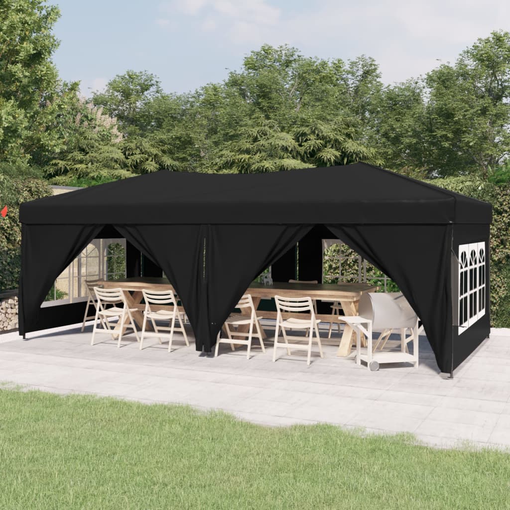 Berkfield Folding Party Tent with Sidewalls Black 3x6 m
