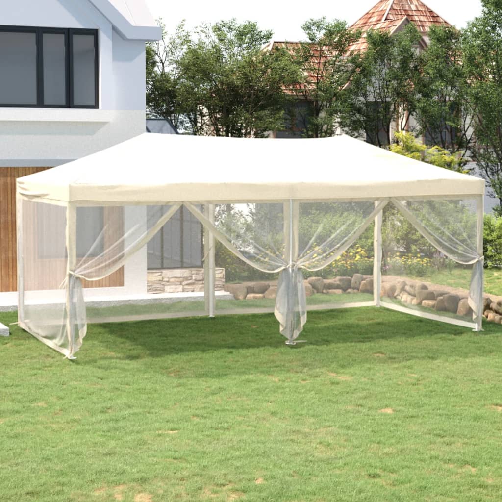 Berkfield Folding Party Tent with Sidewalls Cream 3x6 m