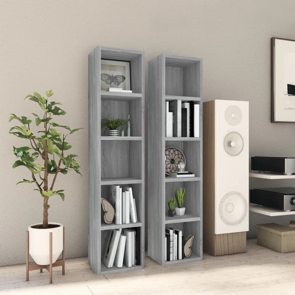 Berkfield CD Cabinets 2 pcs Grey Sonoma 21x16x93.5 cm Engineered Wood