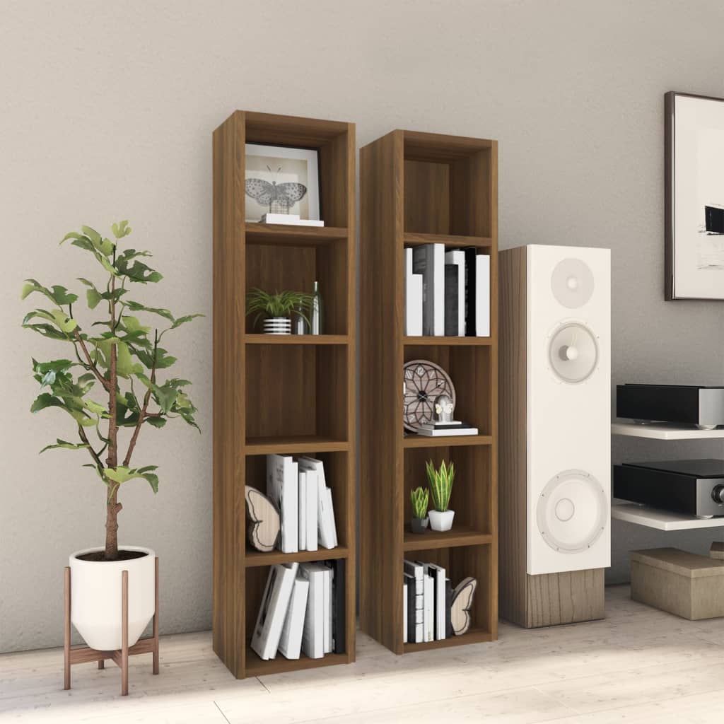 Berkfield CD Cabinets 2 pcs Brown Oak 21x16x93.5 cm Engineered Wood