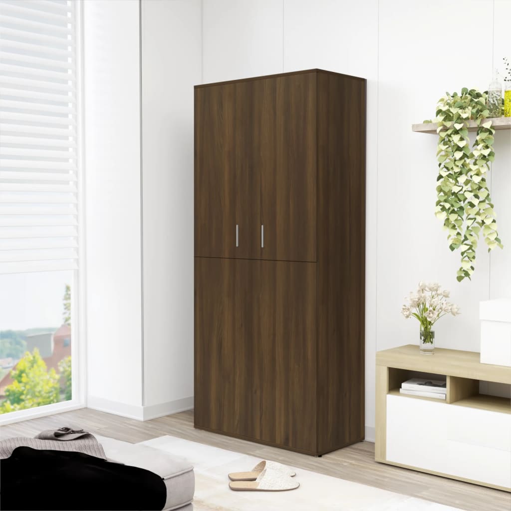 Berkfield Shoe Cabinet Brown Oak 80x39x178 cm Engineered Wood