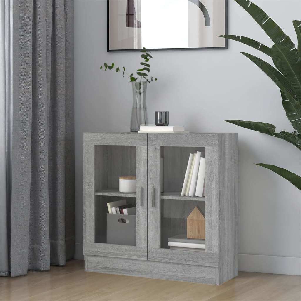 Berkfield Vitrine Cabinet Grey Sonoma 82.5x30.5x80 cm Engineered Wood