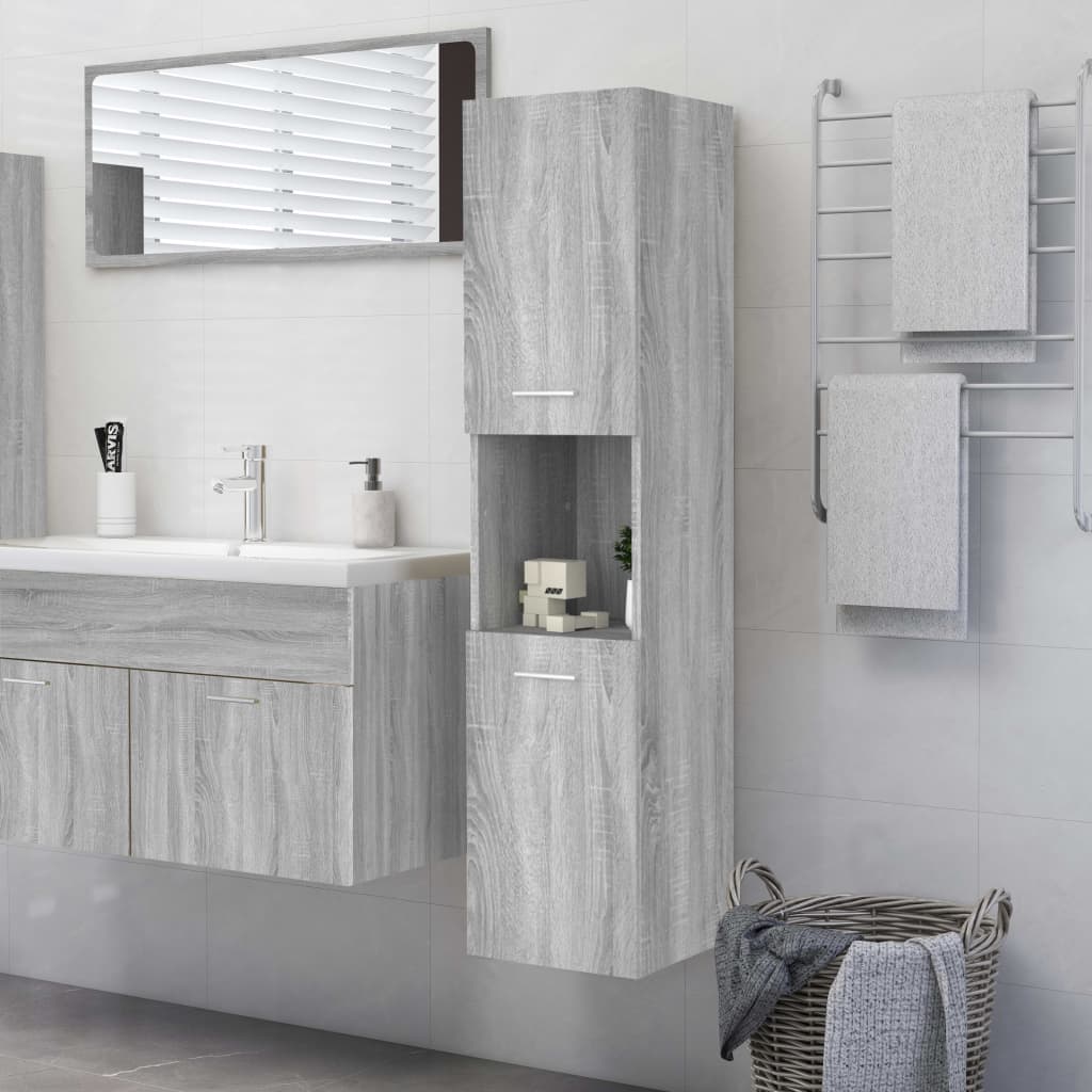 Berkfield Bathroom Cabinet Grey Sonoma 30x30x130 cm Engineered Wood
