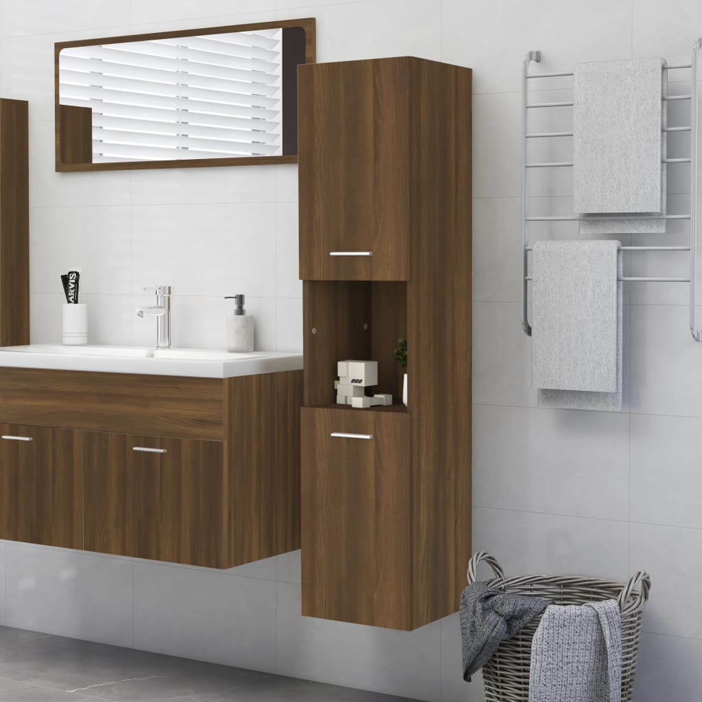 Berkfield Bathroom Cabinet Brown Oak 30x30x130 cm Engineered Wood