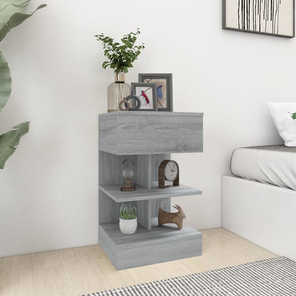 Berkfield Bedside Cabinet Grey Sonoma 40x35x65 cm Engineered Wood