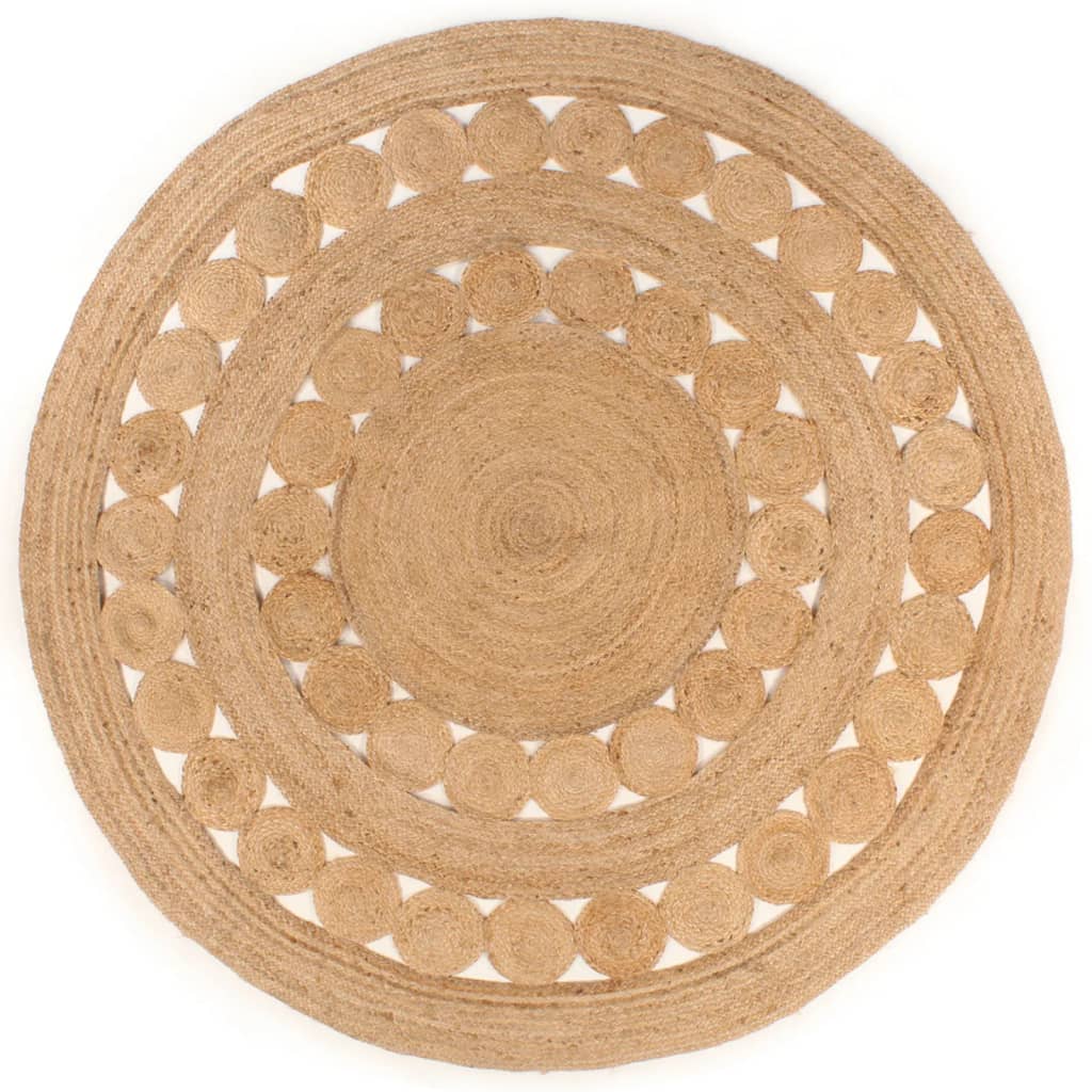 Berkfield Area Rug Braided Design Jute 210 cm Round