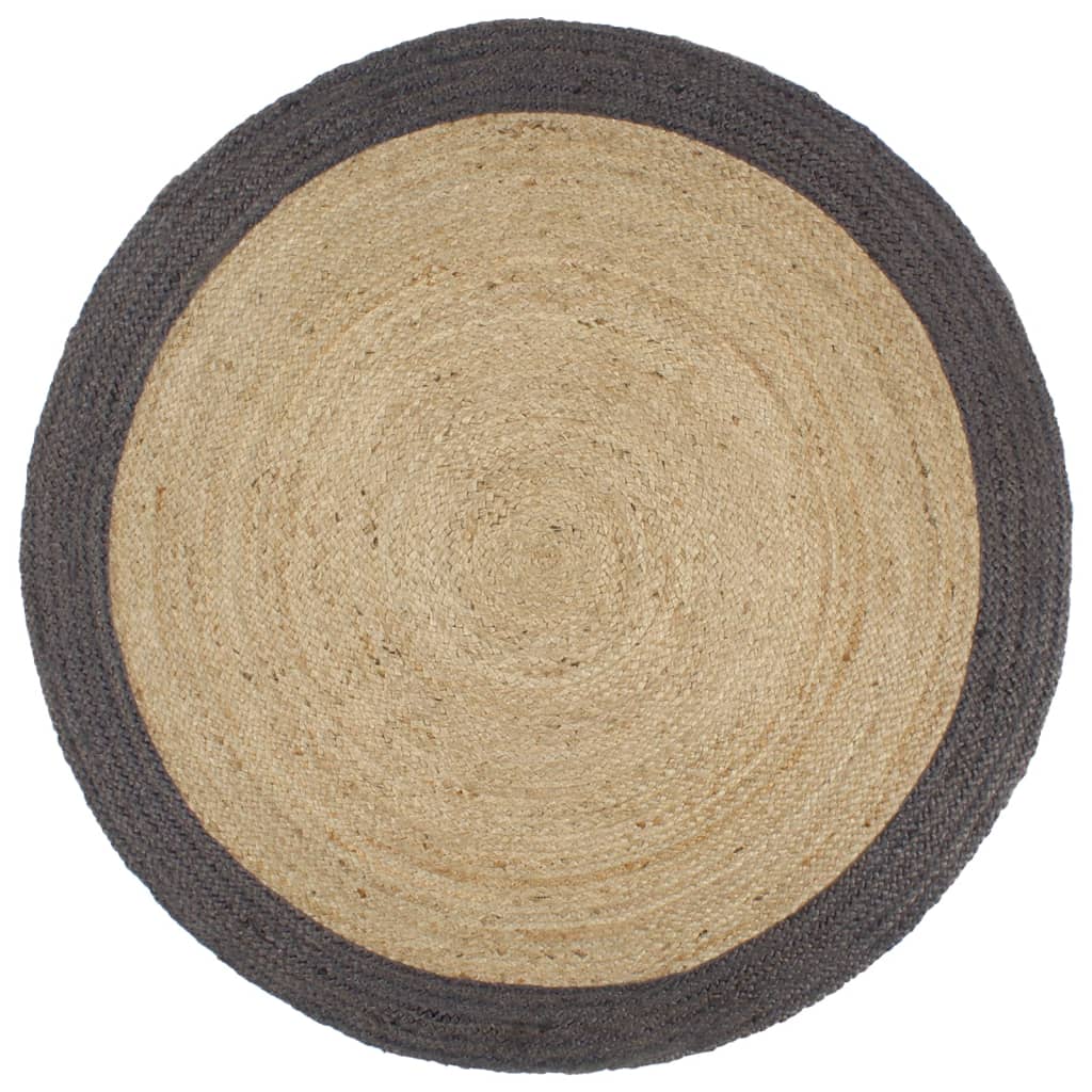 Berkfield Handmade Rug Jute with Dark Grey Border 180 cm