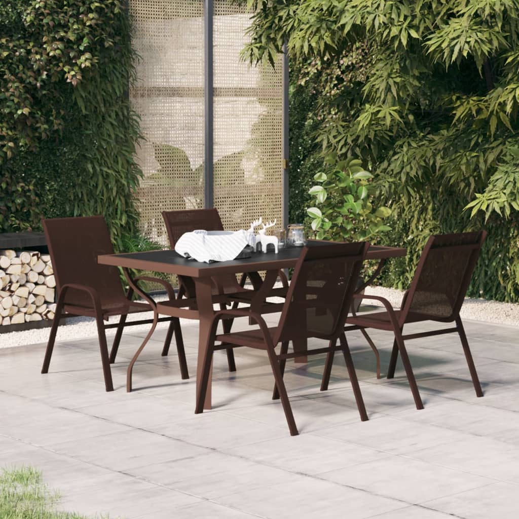 Berkfield 5 Piece Garden Dining Set Brown and Black