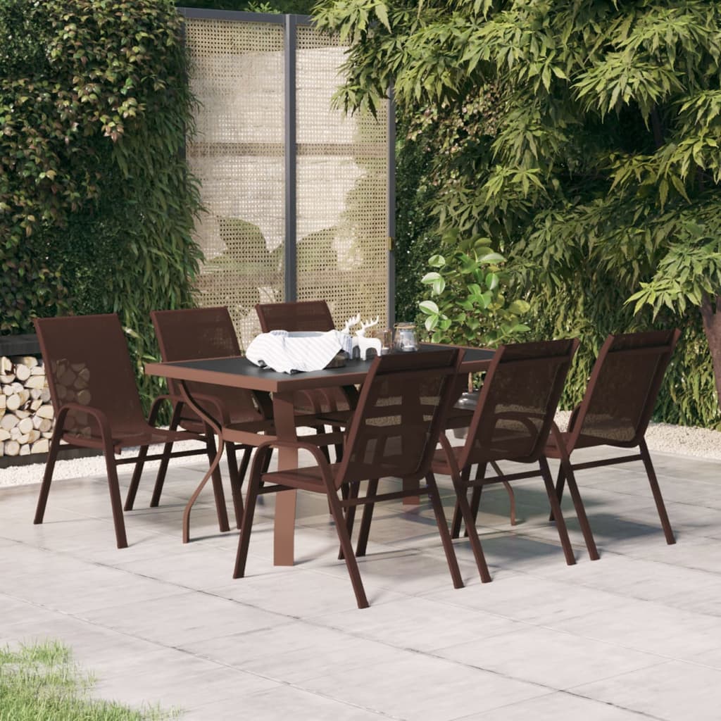 Berkfield 7 Piece Garden Dining Set Brown and Black