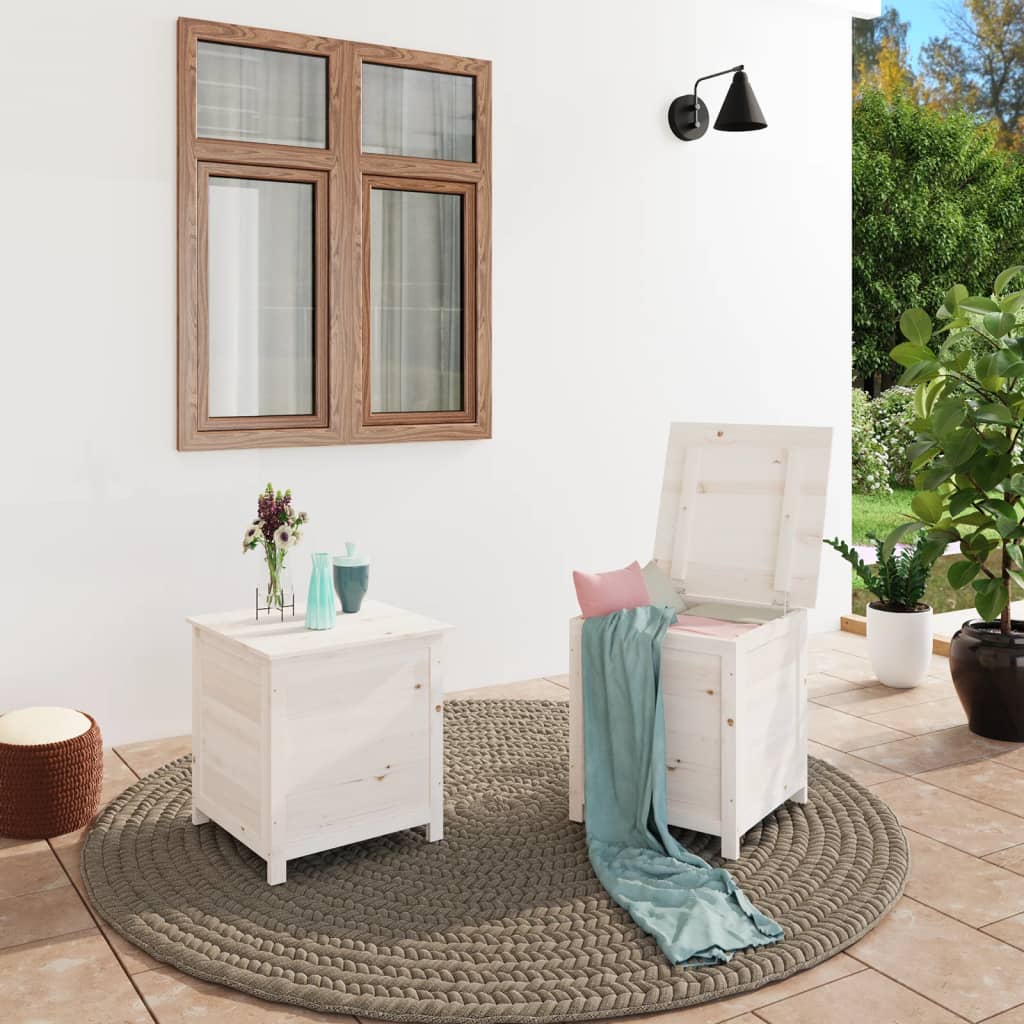 Berkfield Outdoor Cushion Box White 50x50x56 cm Solid Wood Fir