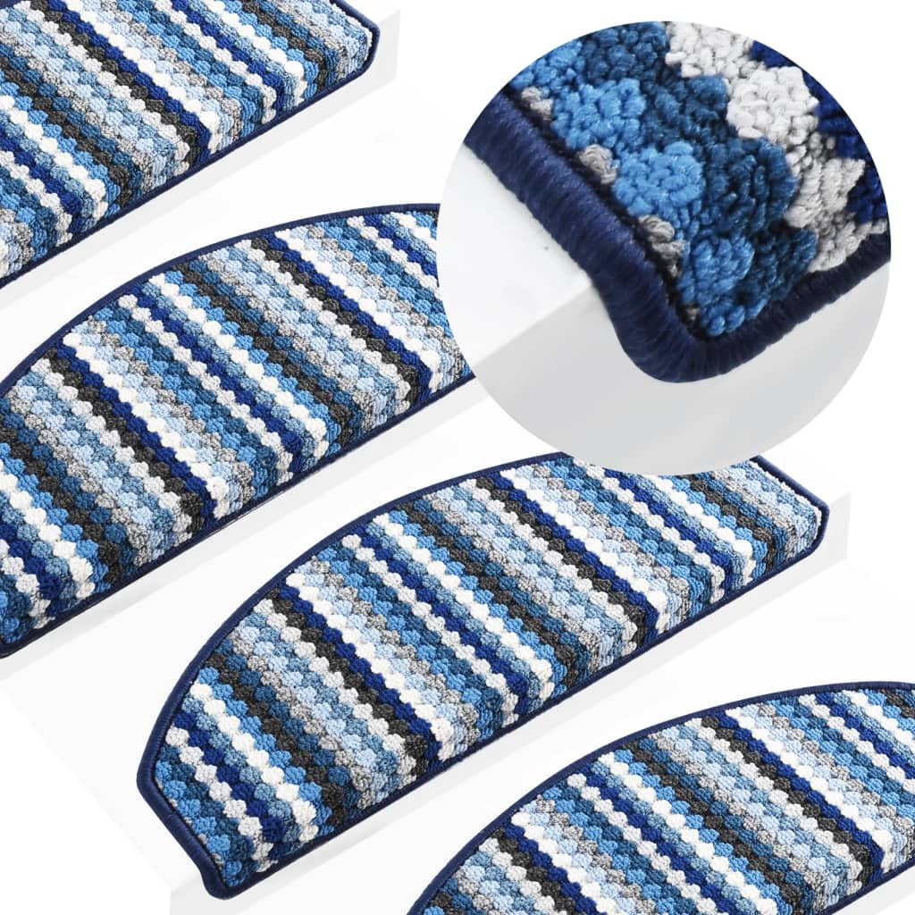 Berkfield Stair Mats Self-adhesive 15 pcs 65x24x4 cm Multicolour Blue