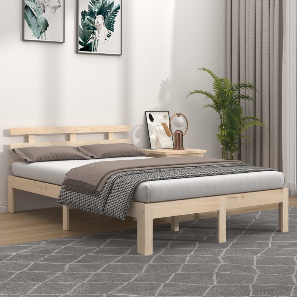 Berkfield Bed Frame Solid Wood 140x190 cm