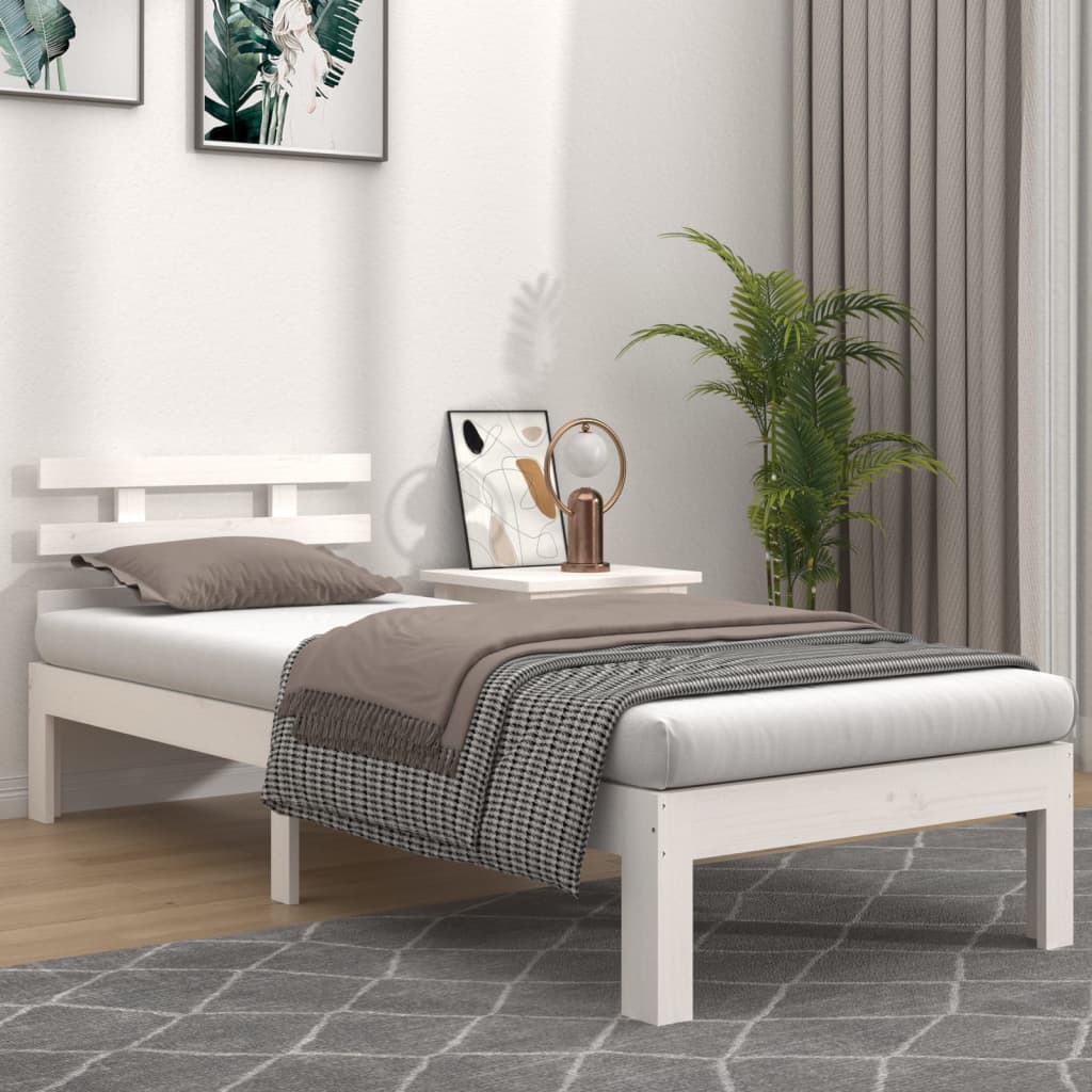 Berkfield Bed Frame White Solid Wood 100x200 cm