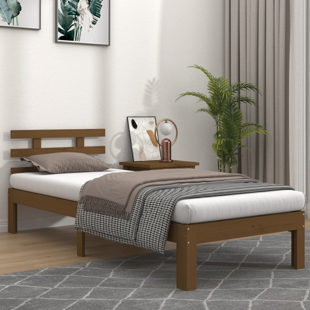 Berkfield Bed Frame Honey Brown Solid Wood 100x200 cm
