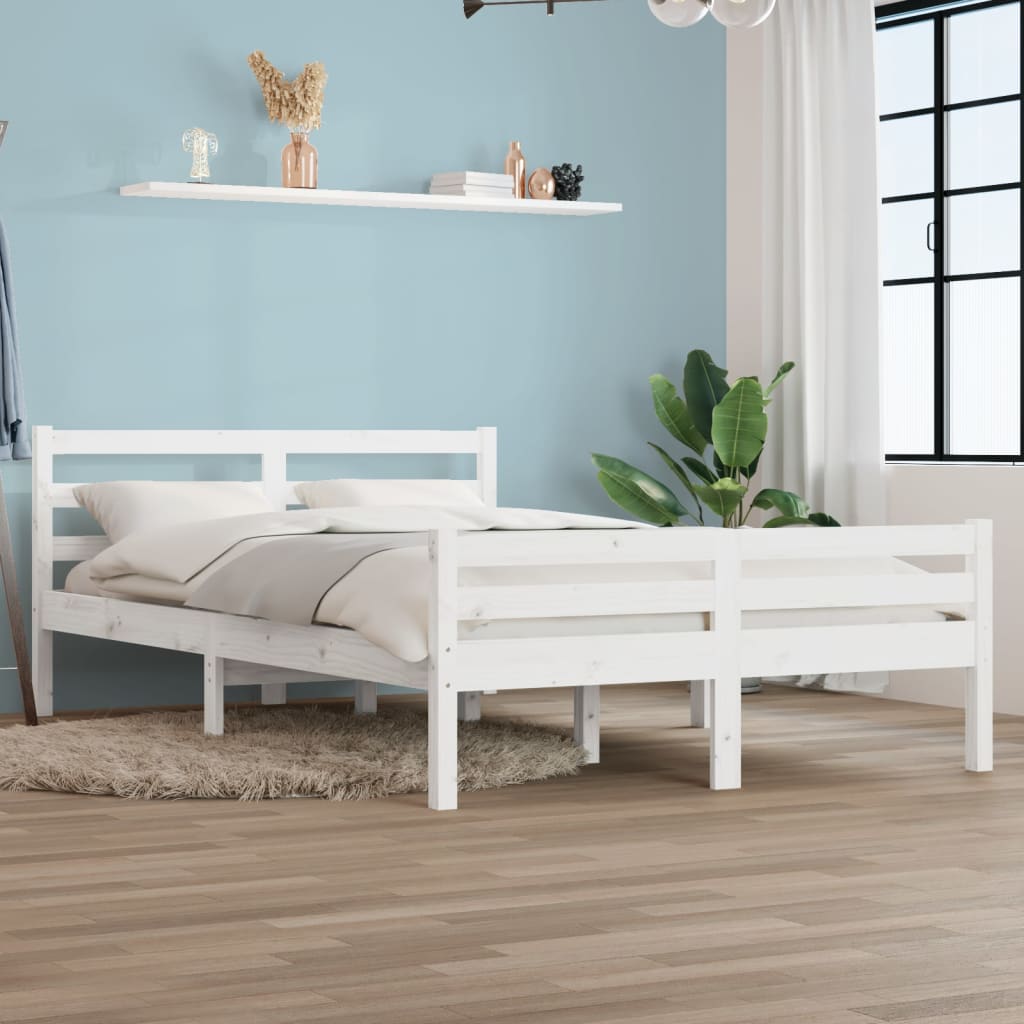 Berkfield Bed Frame White Solid Wood 120x200 cm
