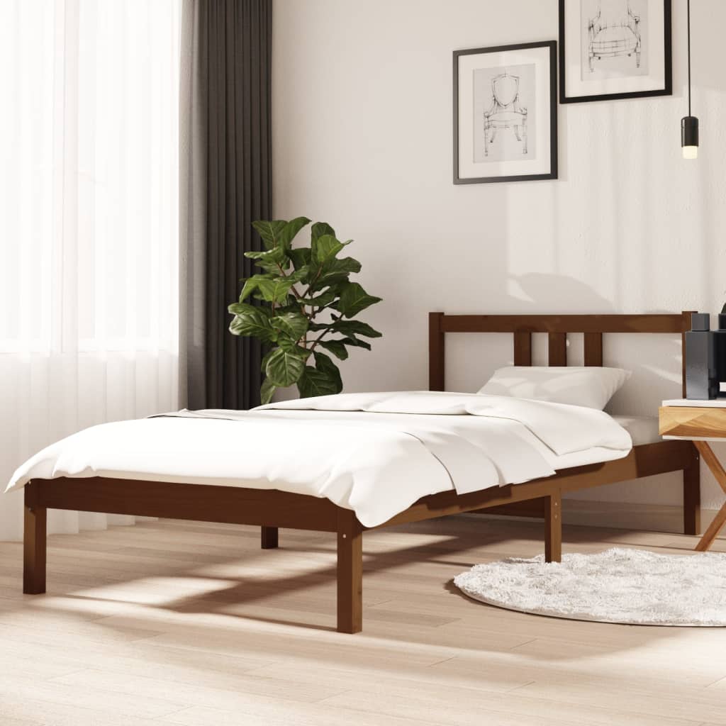 Berkfield Bed Frame Honey Brown Solid Wood 90x190 cm Single