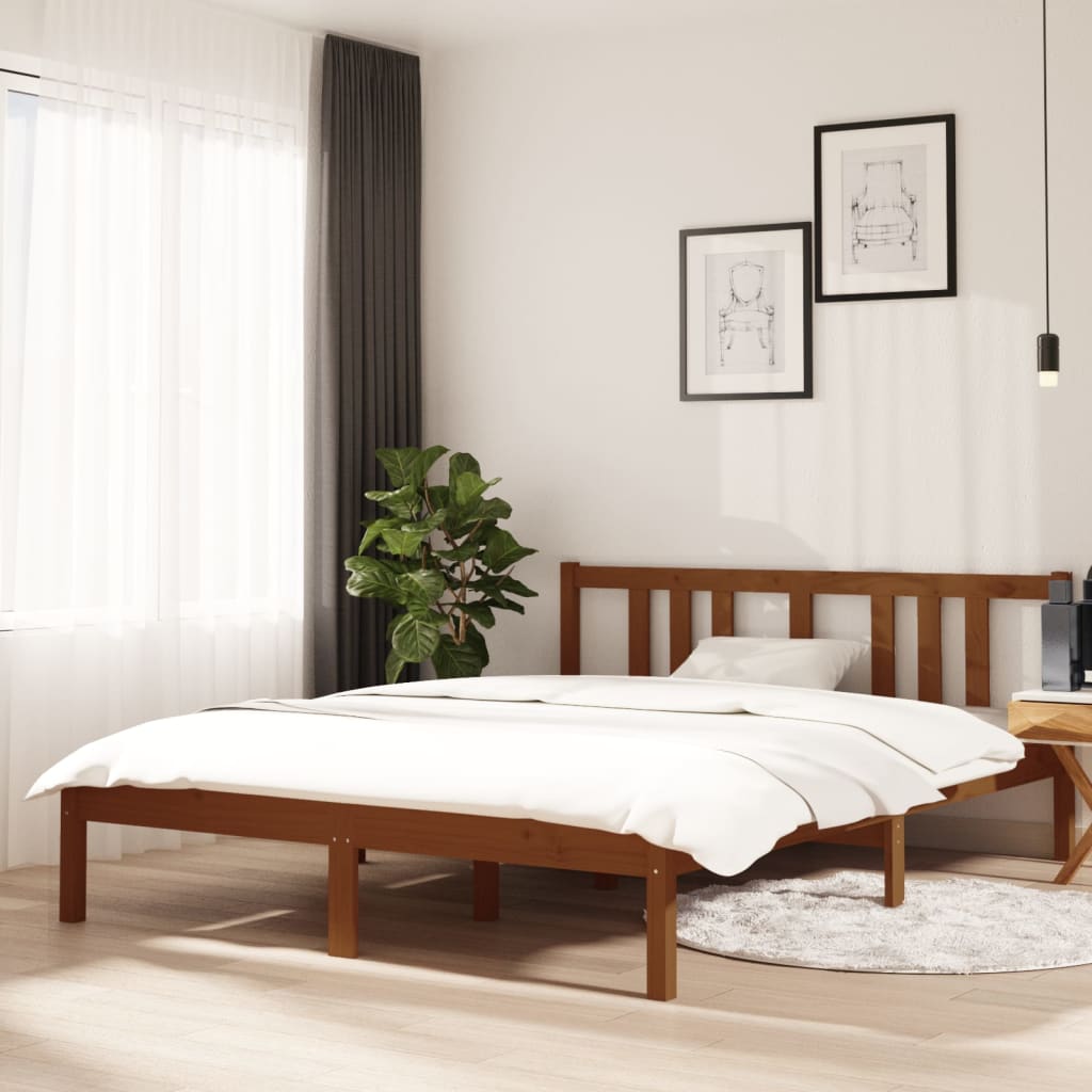 Berkfield Bed Frame Honey Brown Solid Wood 140x190 cm