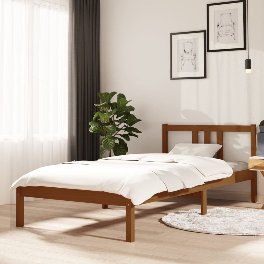 Berkfield Bed Frame Honey Brown Solid Wood 90x200 cm