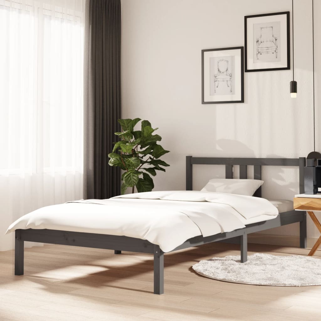 Berkfield Bed Frame Grey Solid Wood 100x200 cm