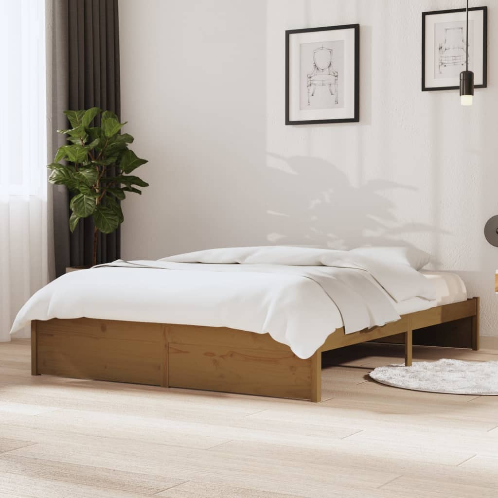 Berkfield Bed Frame Honey Brown Solid Wood 140x200 cm