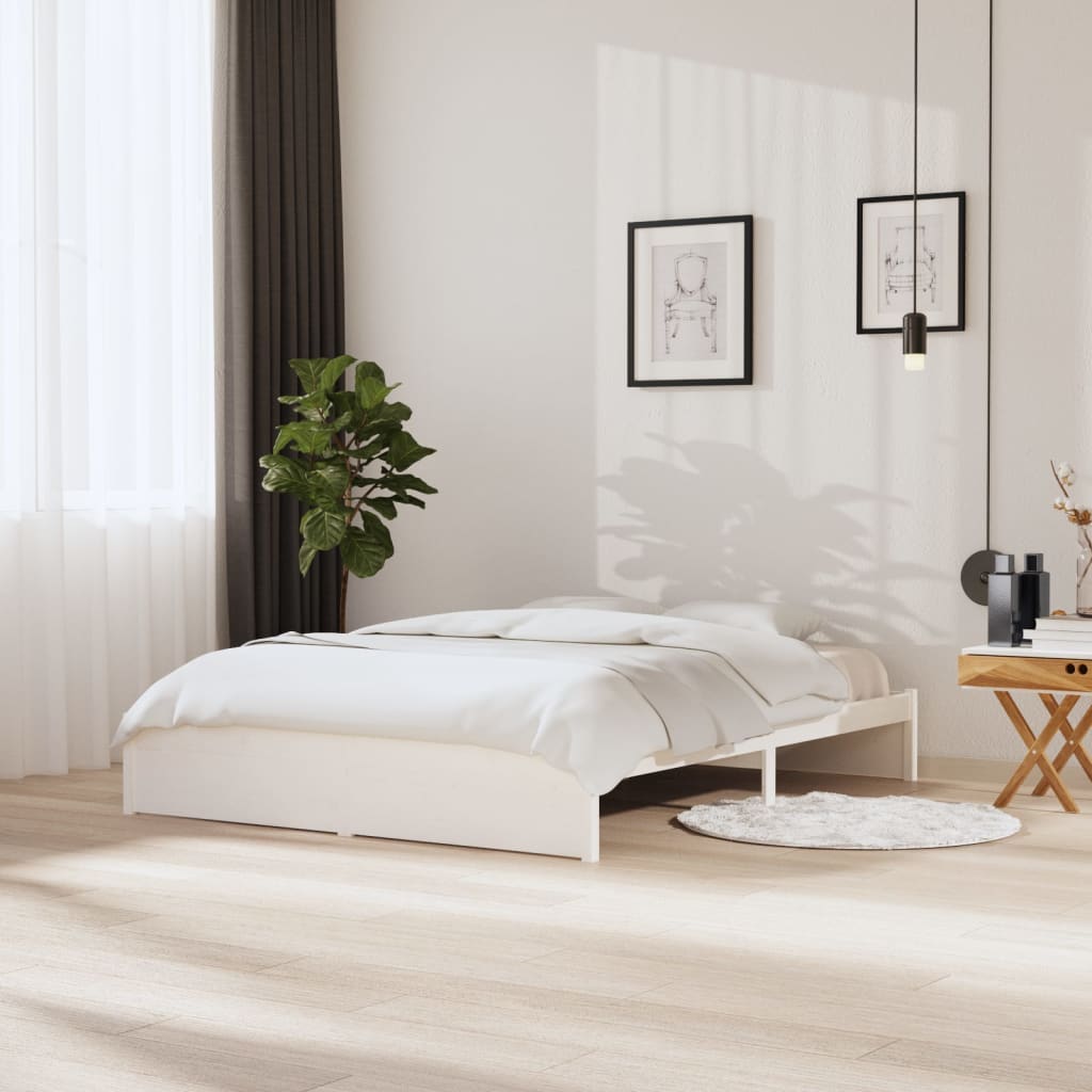 Berkfield Bed Frame White Solid Wood 160x200 cm