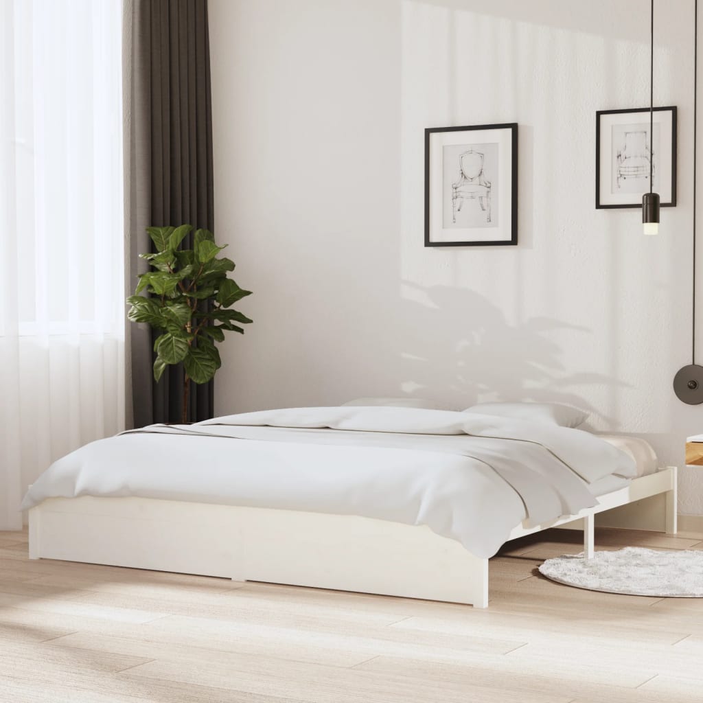 Berkfield Bed Frame White Solid Wood 200x200 cm