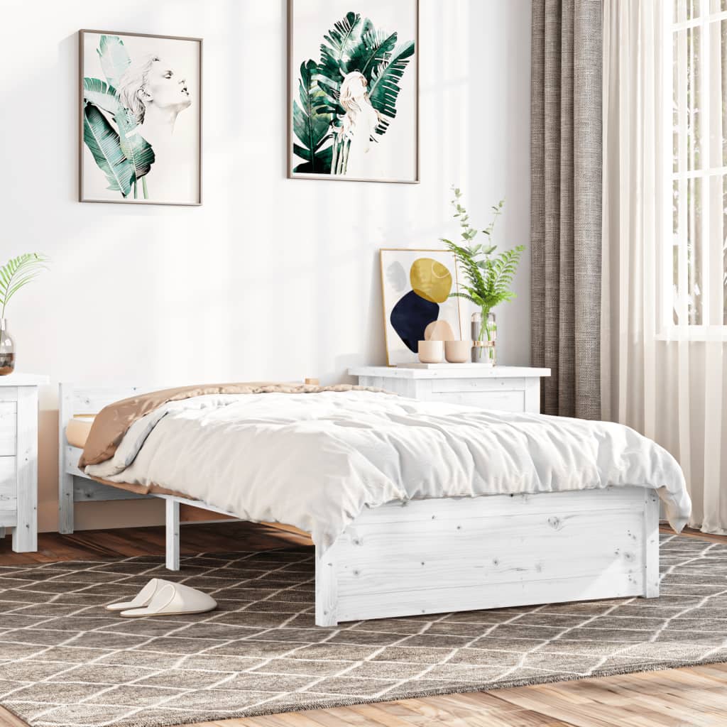 Berkfield Bed Frame White Solid Wood 90x200 cm