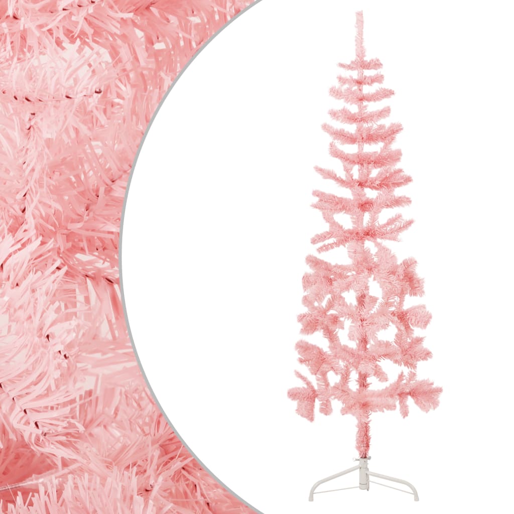Berkfield Slim Artificial Half Christmas Tree with Stand Pink 150 cm