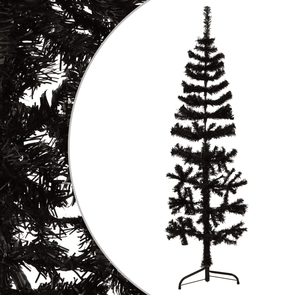 Berkfield Slim Artificial Half Christmas Tree with Stand Black 120 cm
