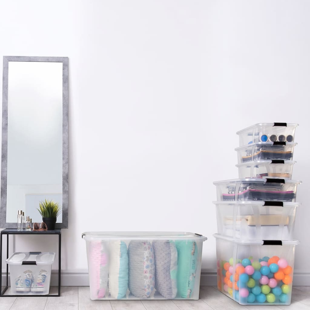 Berkfield Storage Boxes with Lids 2 pcs Transparent 55 L