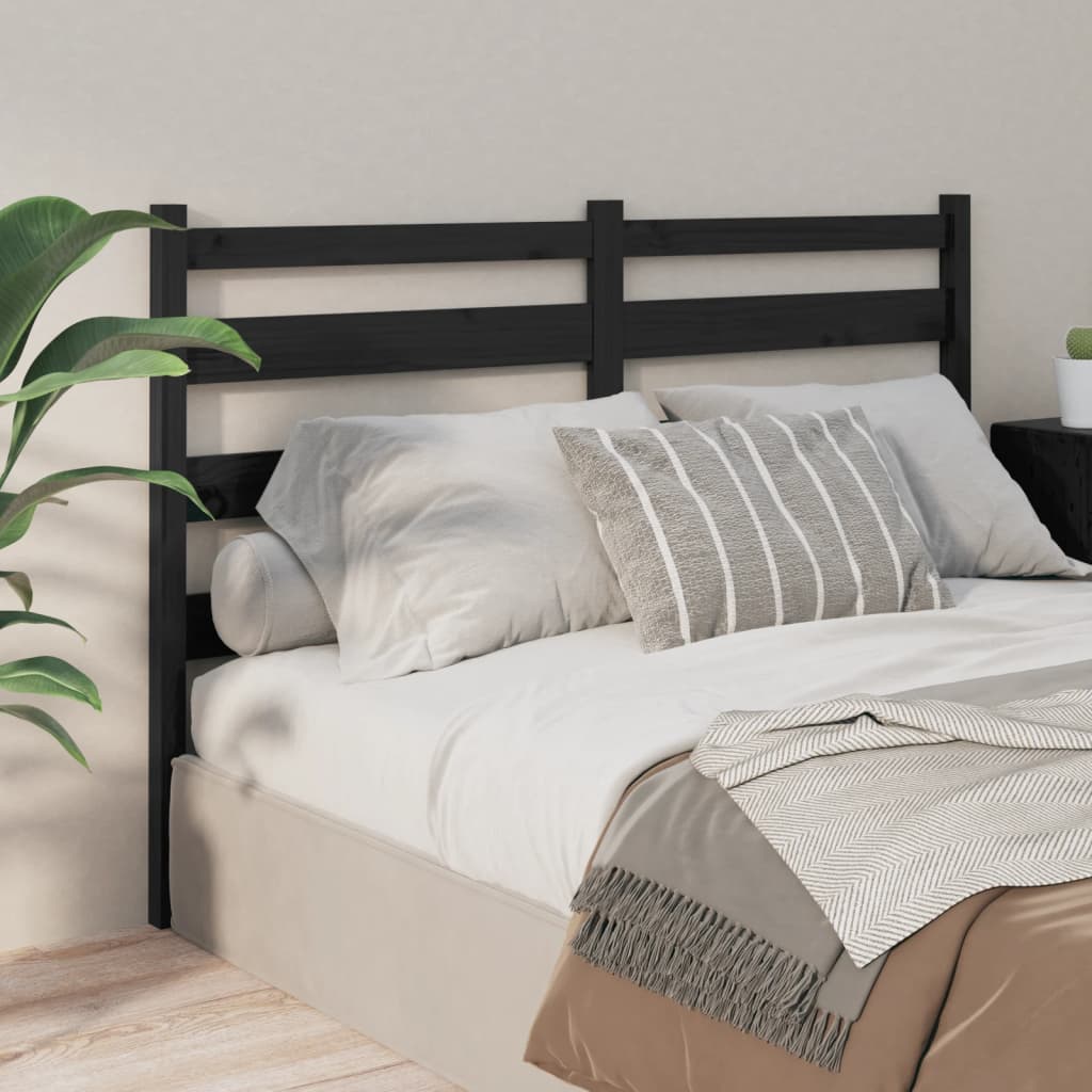 Berkfield Bed Headboard Black 141x4x100 cm Solid Wood Pine